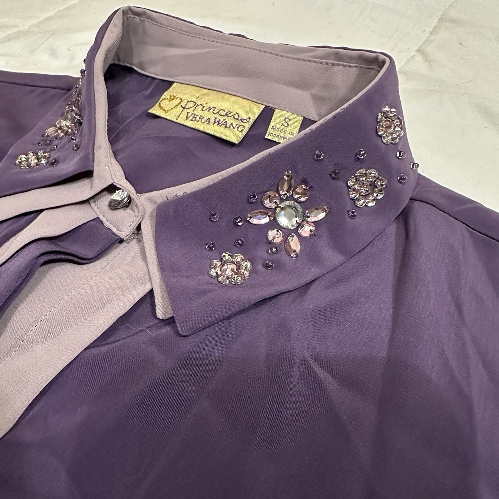 Chiffon‎ Blouse Small Purple Embellished Jewel Collar Whimsical Mermaid Princess